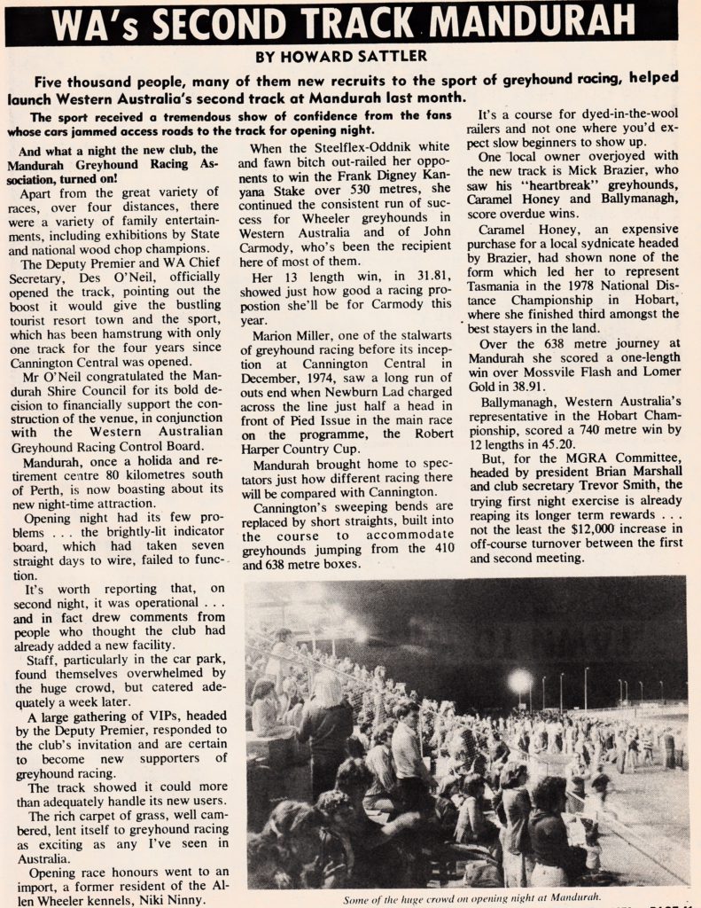 Opening Night At Mandurah 1979. – History Of Greyhound Racing In Australia